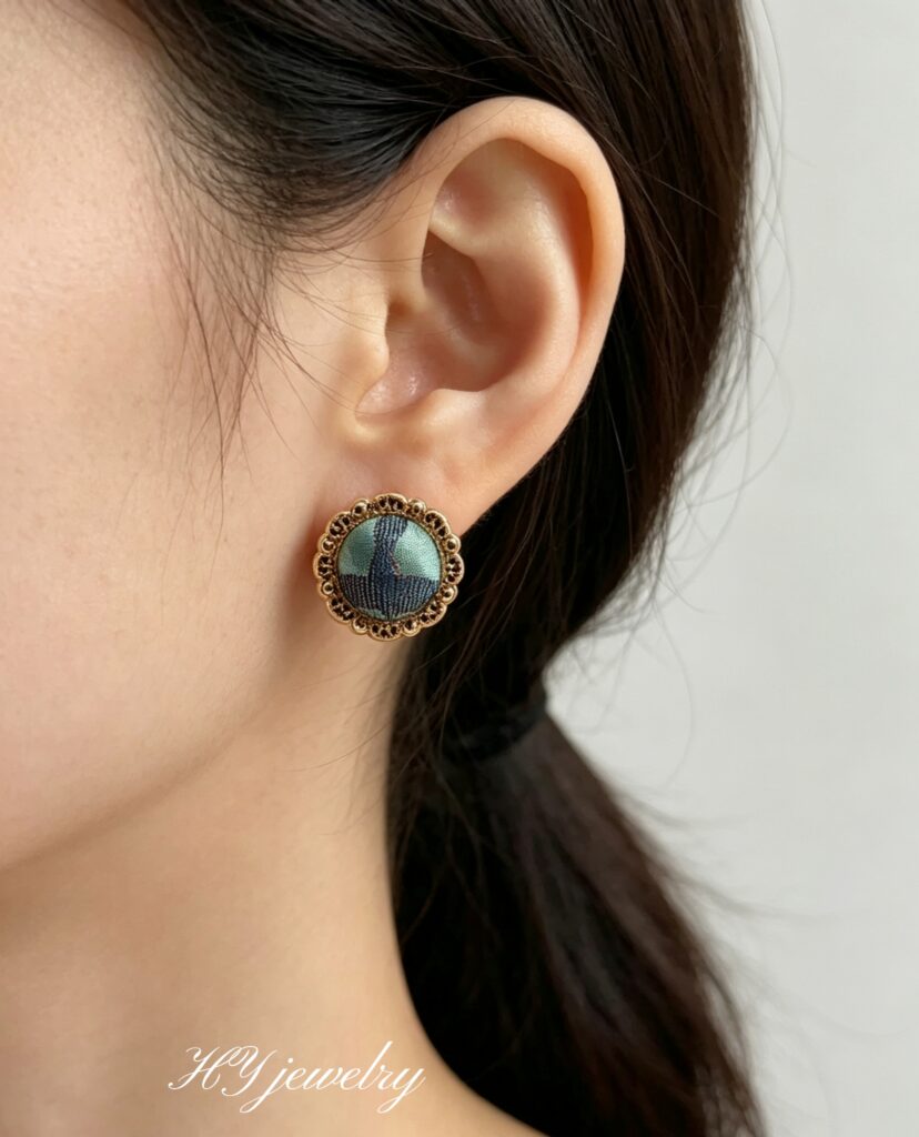 Azure Harmony Silk Earrings azure silk heirloom studs