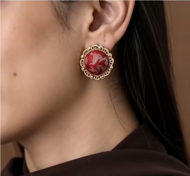 Crimson Silk Heirloom Studs crimson silk heirloom studs