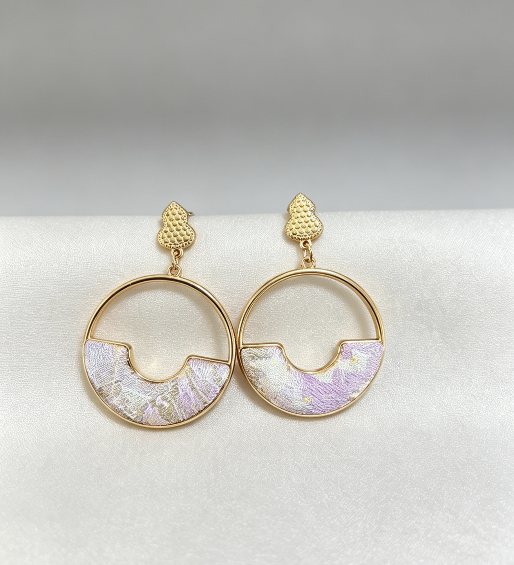 lavender bloom silk hoop earrings lavender bloom silk hoop earrings